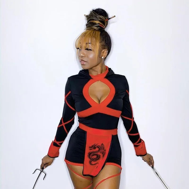 wsevypo Japanese Style Women Ninja Suits Warrior Clothes Outfit Cosplay Costumes Carnival Halloween Party Costume Set