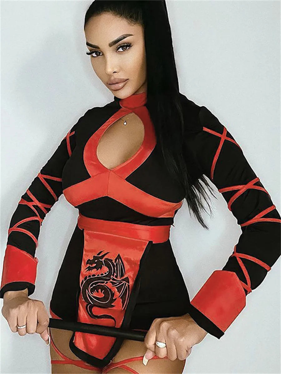 wsevypo Japanese Style Women Ninja Suits Warrior Clothes Outfit Cosplay Costumes Carnival Halloween Party Costume Set