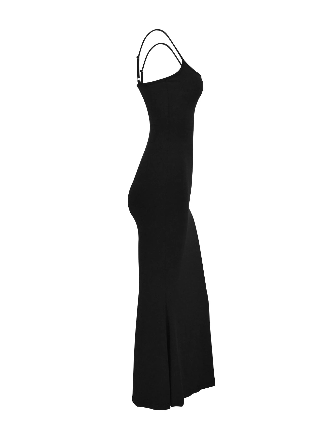 Women Spring New Maxi Dress Black Sexy Backless Off Shoulder Slim Sleeveless O-Neck Solid Sling Floor-Length Elegant Lady Dress