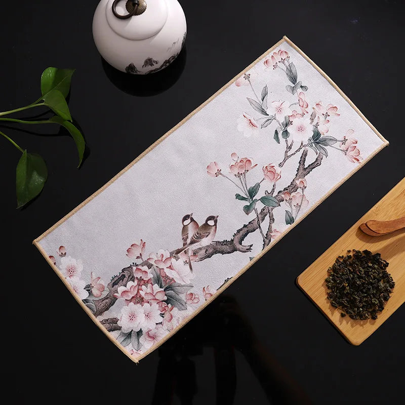 High-Grade Tea Towel Super Absorbent Vintage Tea Art Tea Cloth Kung Fu Teapot Cleaning Towel Tea Ceremony Accessory