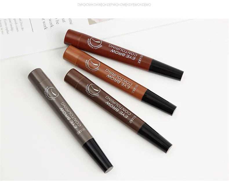 5 Colors Eyebrow Pencil Waterproof 4 Fork Tip Eyebrow Tattoo Pencil Cosmetic Long Lasting Natural Dark Brown Liquid Eye brow Pen