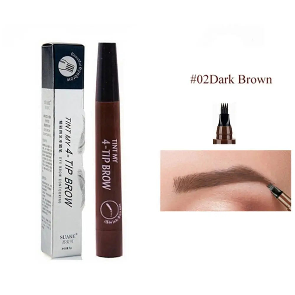 5 Colors Eyebrow Pencil Waterproof 4 Fork Tip Eyebrow Tattoo Pencil Cosmetic Long Lasting Natural Dark Brown Liquid Eye brow Pen