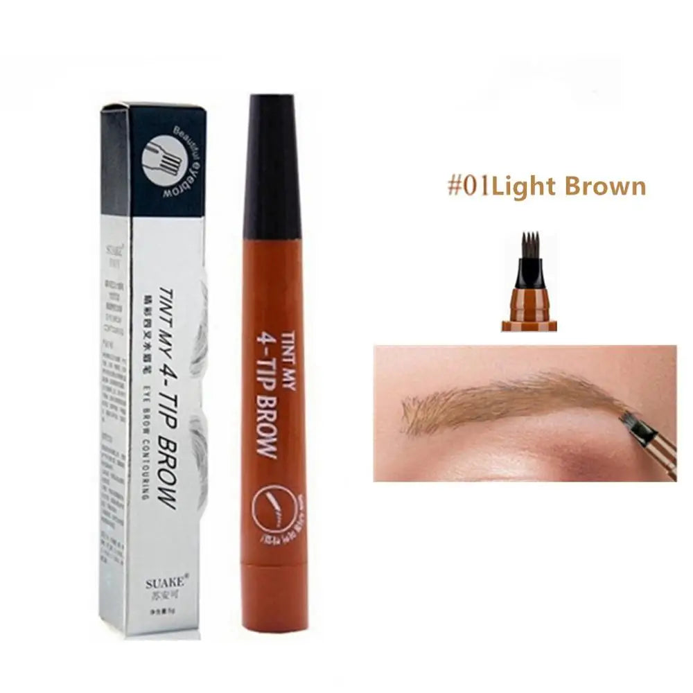 5 Colors Eyebrow Pencil Waterproof 4 Fork Tip Eyebrow Tattoo Pencil Cosmetic Long Lasting Natural Dark Brown Liquid Eye brow Pen