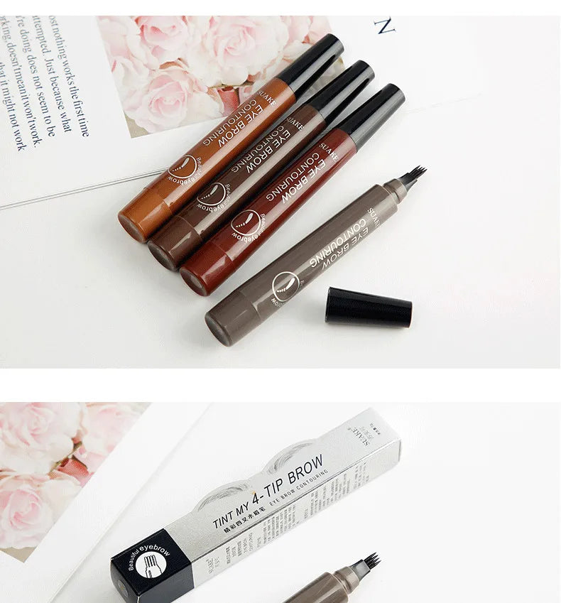 5 Colors Eyebrow Pencil Waterproof 4 Fork Tip Eyebrow Tattoo Pencil Cosmetic Long Lasting Natural Dark Brown Liquid Eye brow Pen