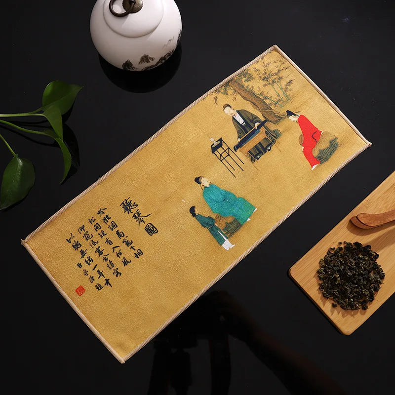 High-Grade Tea Towel Super Absorbent Vintage Tea Art Tea Cloth Kung Fu Teapot Cleaning Towel Tea Ceremony Accessory