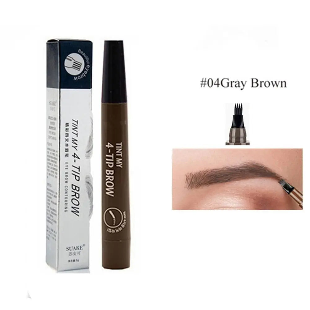 5 Colors Eyebrow Pencil Waterproof 4 Fork Tip Eyebrow Tattoo Pencil Cosmetic Long Lasting Natural Dark Brown Liquid Eye brow Pen