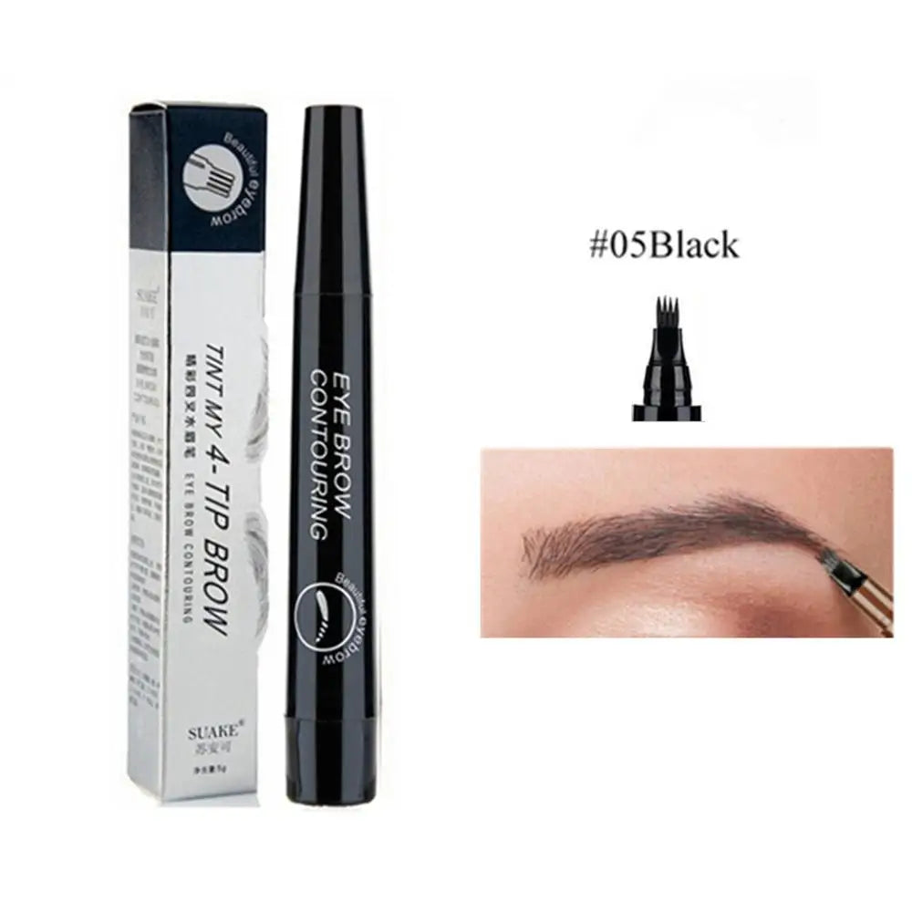 5 Colors Eyebrow Pencil Waterproof 4 Fork Tip Eyebrow Tattoo Pencil Cosmetic Long Lasting Natural Dark Brown Liquid Eye brow Pen