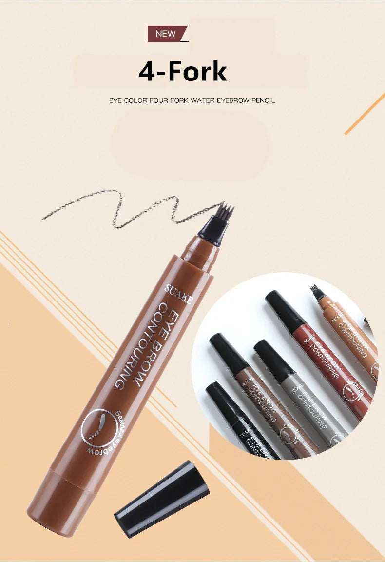 5 Colors Eyebrow Pencil Waterproof 4 Fork Tip Eyebrow Tattoo Pencil Cosmetic Long Lasting Natural Dark Brown Liquid Eye brow Pen