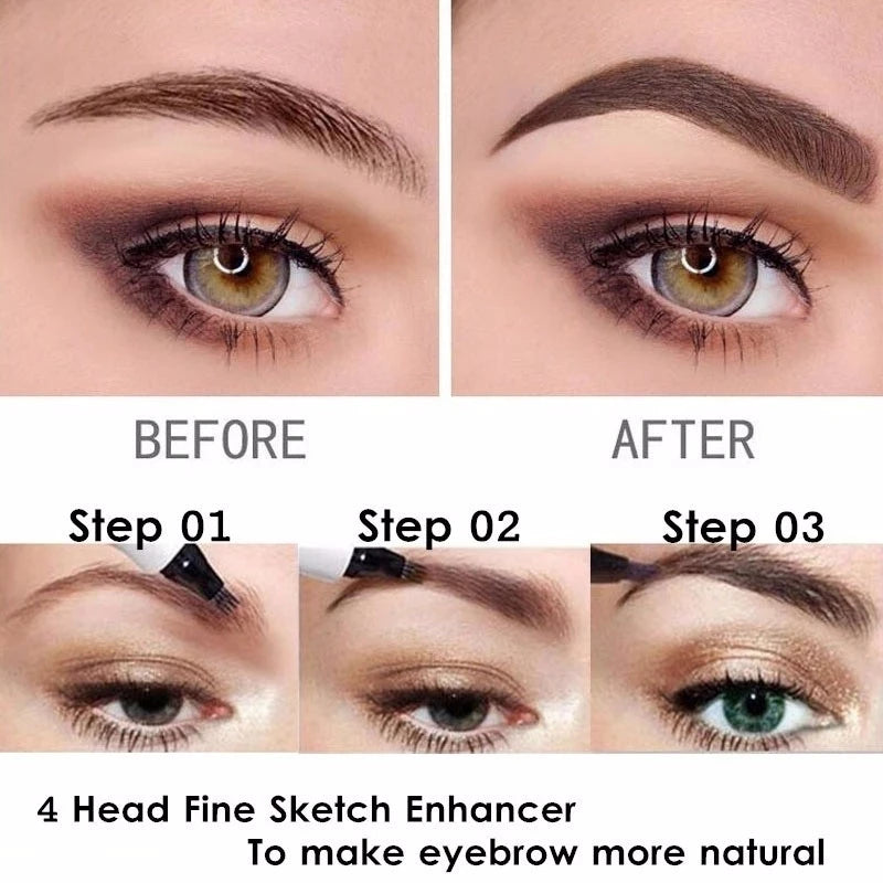 5 Colors Eyebrow Pencil Waterproof 4 Fork Tip Eyebrow Tattoo Pencil Cosmetic Long Lasting Natural Dark Brown Liquid Eye brow Pen