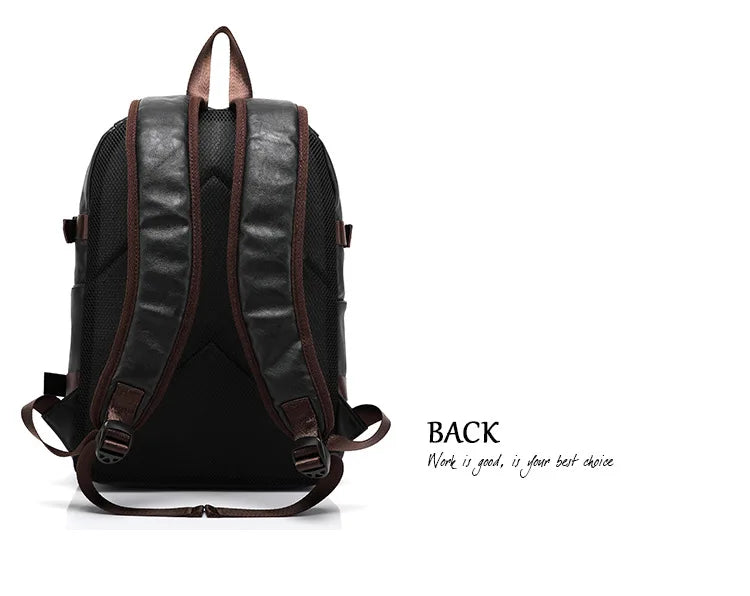 Tilorraine new vintage men backpack fashion style PU leather school student bags computer bag pocket notebook travel backpacks