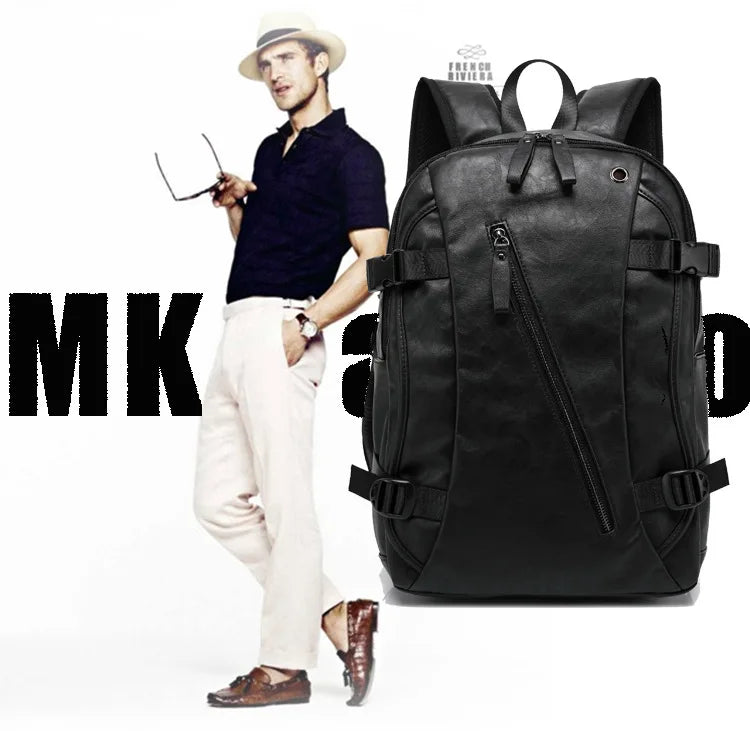 Tilorraine new vintage men backpack fashion style PU leather school student bags computer bag pocket notebook travel backpacks