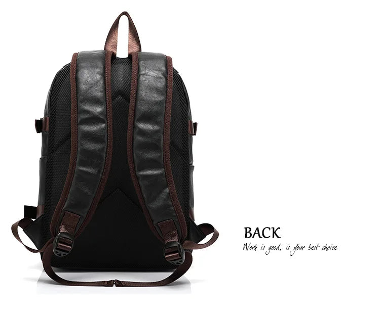 Tilorraine new vintage men backpack fashion style PU leather school student bags computer bag pocket notebook travel backpacks