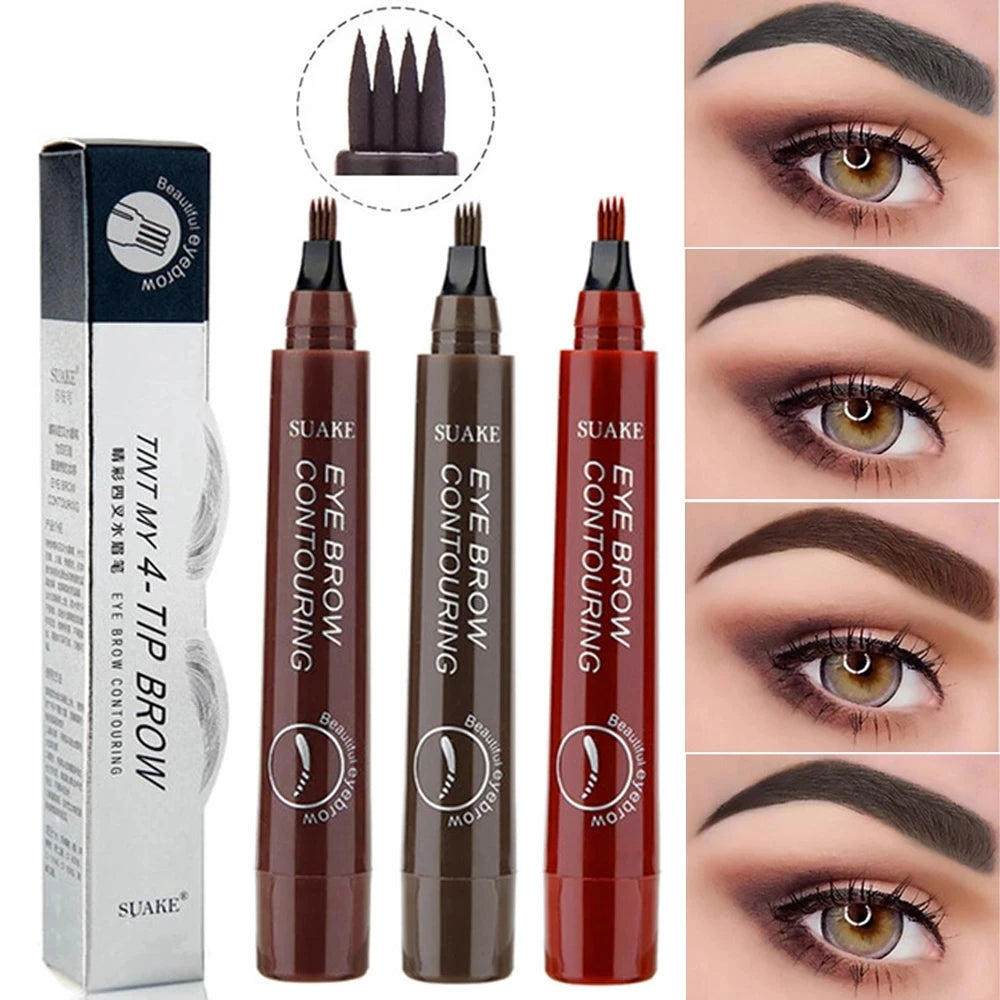 5 Colors Eyebrow Pencil Waterproof 4 Fork Tip Eyebrow Tattoo Pencil Cosmetic Long Lasting Natural Dark Brown Liquid Eye brow Pen