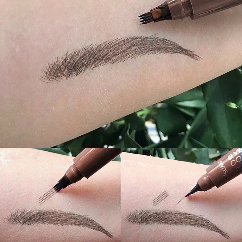 5 Colors Eyebrow Pencil Waterproof 4 Fork Tip Eyebrow Tattoo Pencil Cosmetic Long Lasting Natural Dark Brown Liquid Eye brow Pen