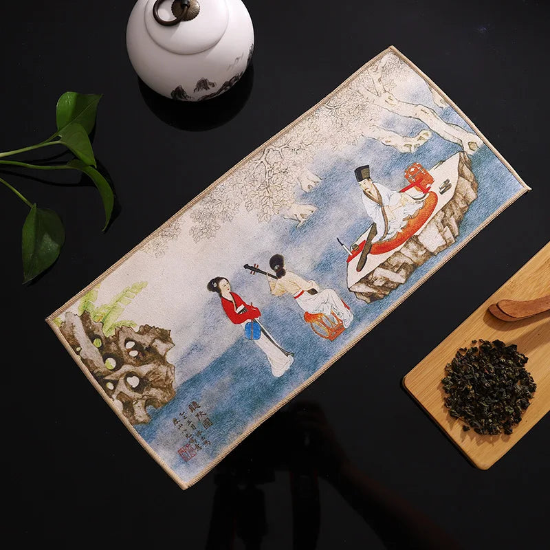 High-Grade Tea Towel Super Absorbent Vintage Tea Art Tea Cloth Kung Fu Teapot Cleaning Towel Tea Ceremony Accessory