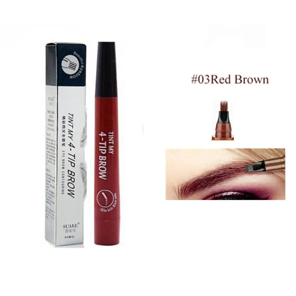 5 Colors Eyebrow Pencil Waterproof 4 Fork Tip Eyebrow Tattoo Pencil Cosmetic Long Lasting Natural Dark Brown Liquid Eye brow Pen