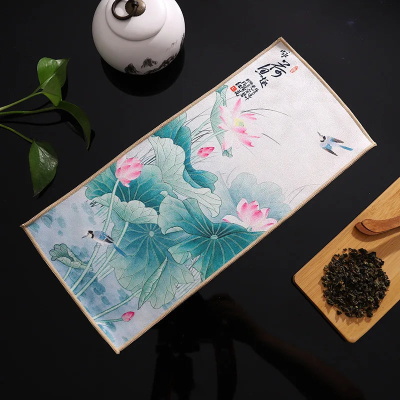 High-Grade Tea Towel Super Absorbent Vintage Tea Art Tea Cloth Kung Fu Teapot Cleaning Towel Tea Ceremony Accessory