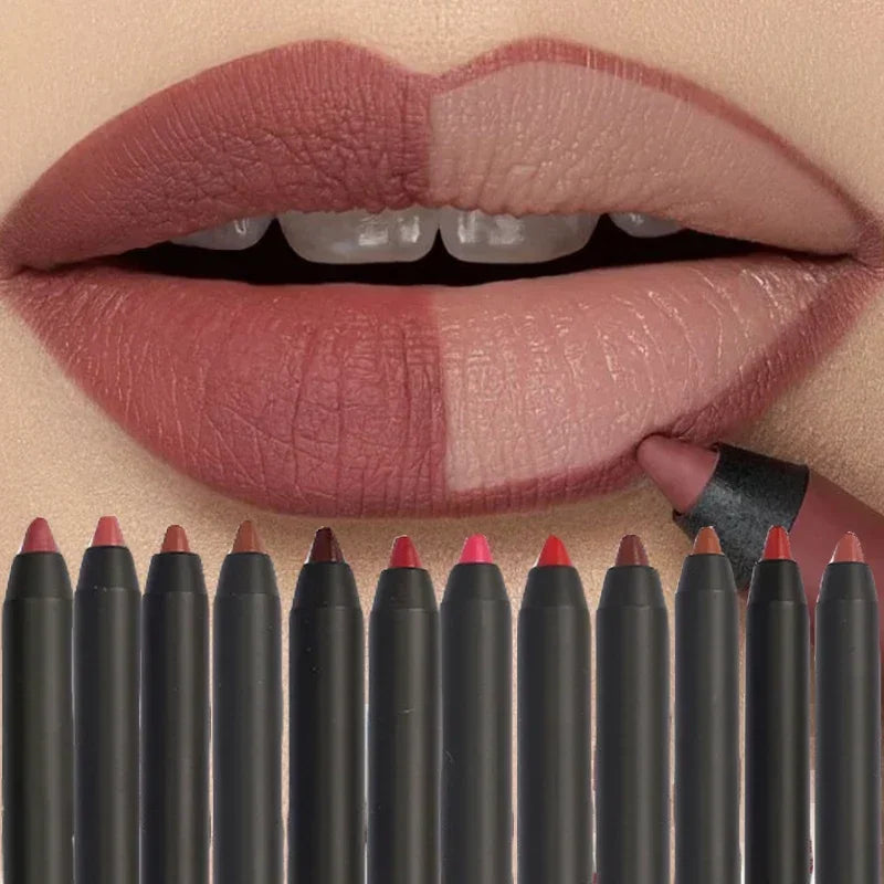 Sexy Red Lip liner Pencil Matte Lipstick Pen Long Lasting Waterproof Lips Contour Makeup Lips Smooth Nude Lipliner Pen Cosmetics