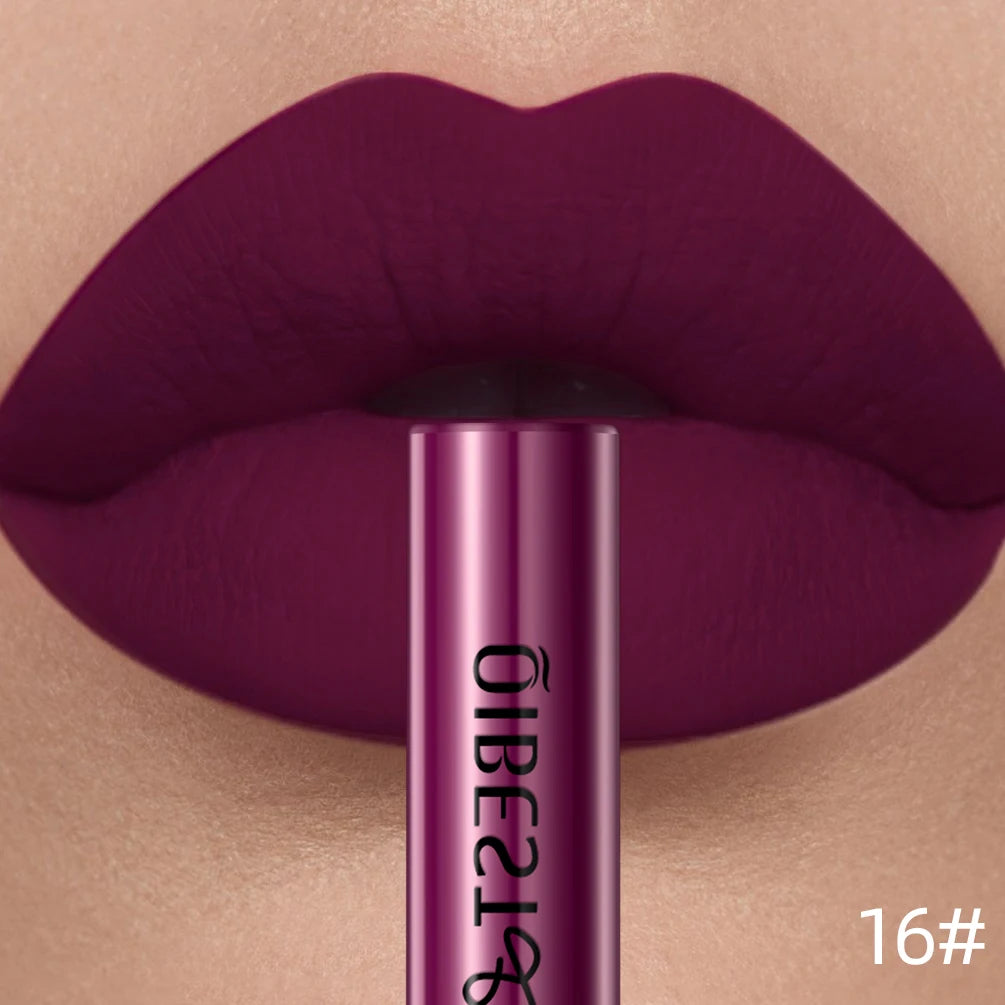 QIBEST Liquid Lipstick Waterproof Velvet Nude Matte Sexy Red Lip Gloss Long Lasting Nonstick Lip Stain Makeup 24 Colors Hots