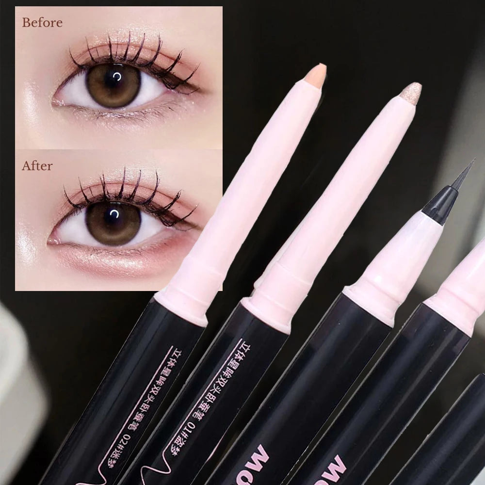 Double Head Matte Pink Lying Silkworm Pen Waterproof Lasting Natural Brightening Glitter Eyeshadow Pencil Korean Makeup Cosmetic