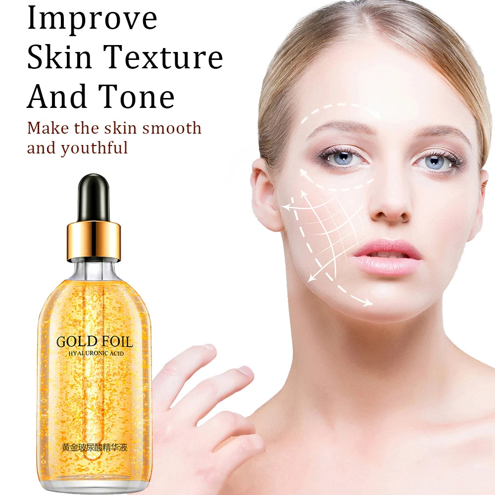 100ml 24k Gold Hyaluronic Acid Nicotinamide Face Serum Anti Aging Facial Lifting Collagen Essence Skin Care Whitening Serum