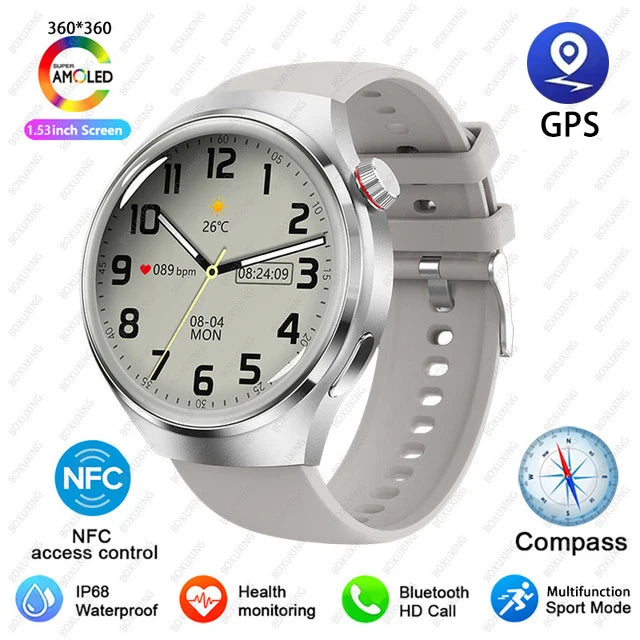 For Huawei GT4 PRO Smart Watch Men Watch 4 Pro AMOLED HD Screen Bluetooth Call GPS NFC Heart rate waterproof SmartWatch 2024 New