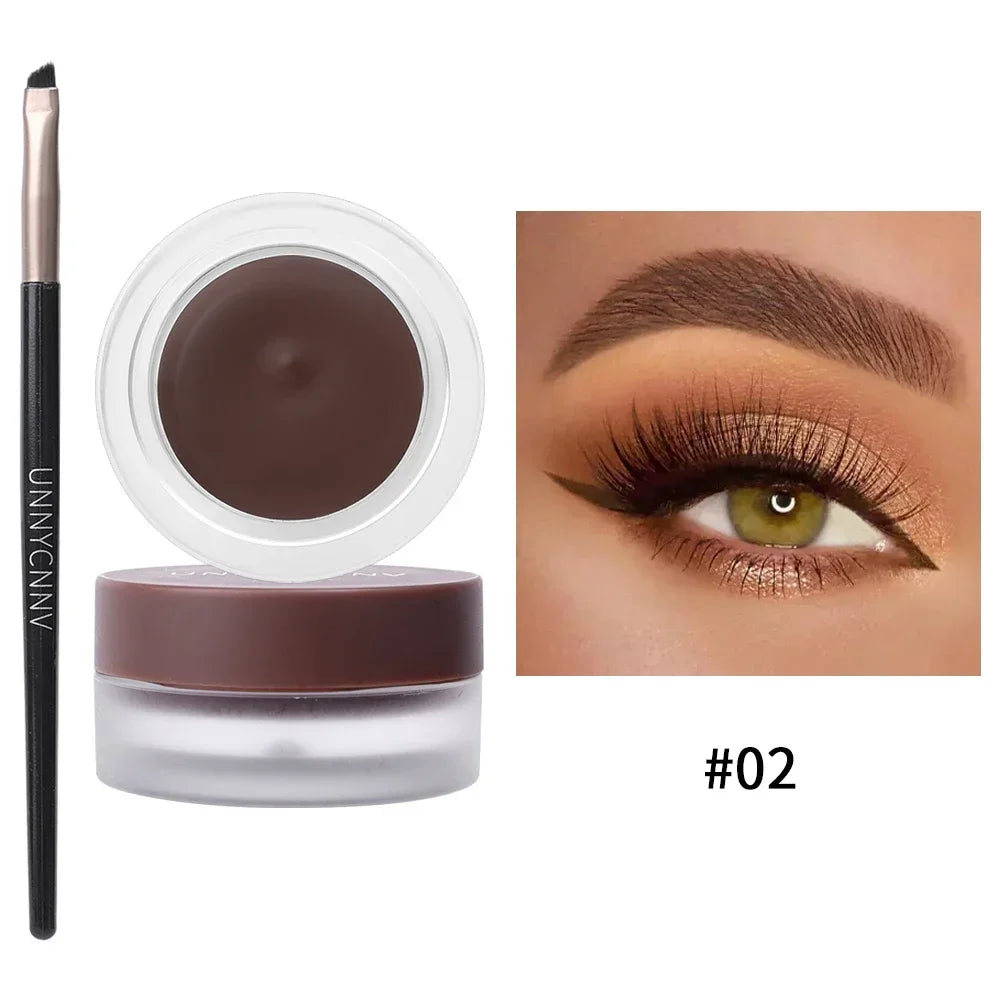 2 in 1 Eyeliner Eyebrow Gel Cream with Brush Waterproof Long-lasting Matte Black Brown Easy Wear Eyeliner Korean Makeup Cosmetic