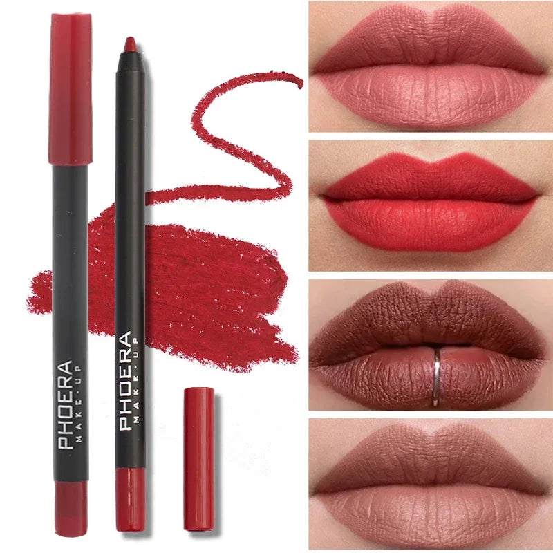 Sexy Red Lip liner Pencil Matte Lipstick Pen Long Lasting Waterproof Lips Contour Makeup Lips Smooth Nude Lipliner Pen Cosmetics