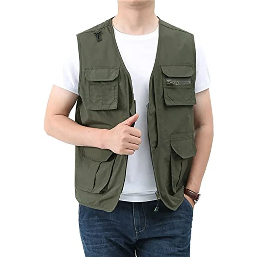 6XL Summer New Outdoor Vest Men Utility Tactical Multi-pocket Vest Techwear Outdoor Hiking Fishing Photography Safari Cargo Vest