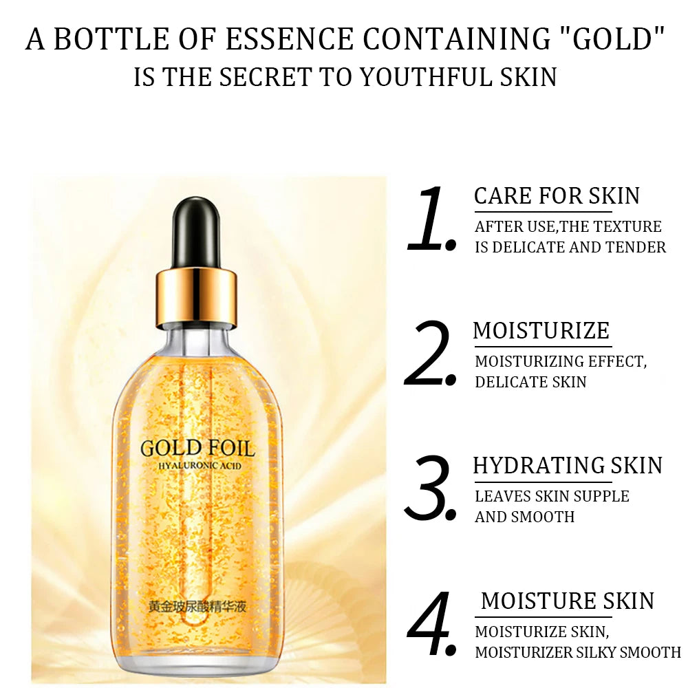 100ml 24k Gold Hyaluronic Acid Nicotinamide Face Serum Anti Aging Facial Lifting Collagen Essence Skin Care Whitening Serum