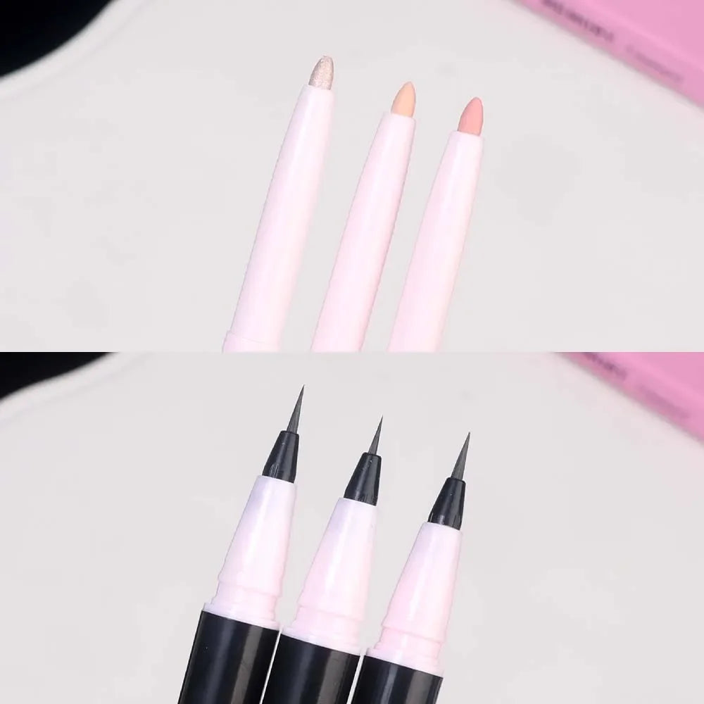 Double Head Matte Pink Lying Silkworm Pen Waterproof Lasting Natural Brightening Glitter Eyeshadow Pencil Korean Makeup Cosmetic