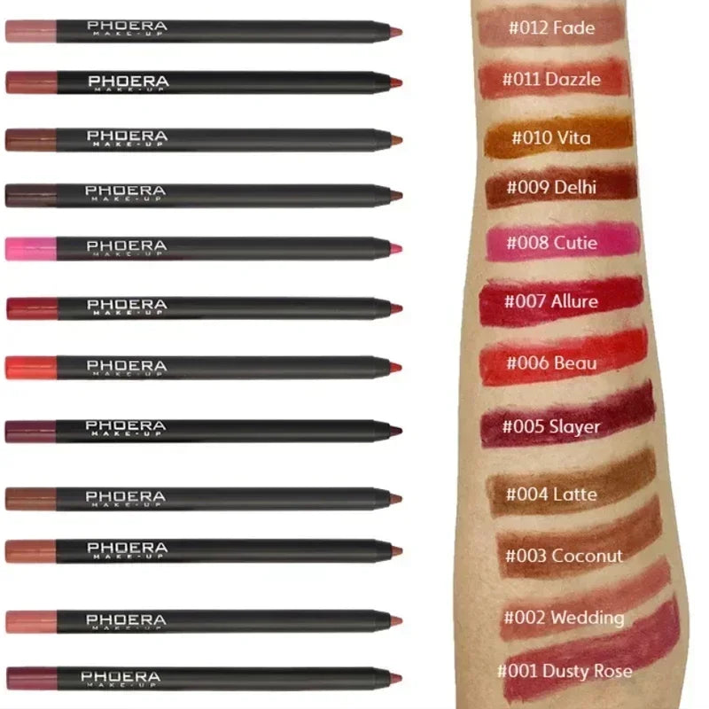 Sexy Red Lip liner Pencil Matte Lipstick Pen Long Lasting Waterproof Lips Contour Makeup Lips Smooth Nude Lipliner Pen Cosmetics