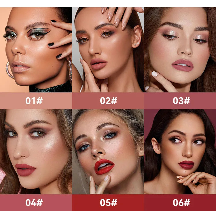 6 Colors Nude Matte Lip Gloss Waterproof Lasting Lipstick Not Fading Sexy Nude Red Pink Velvet Liquid Lipsticks Makeup Cosmetic