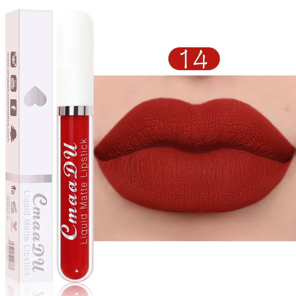 Cmaadu 18 Colors Waterproof Liquid Lipsticks Lip Makeup Matte Velvet Lipstick Lip Gloss Cosmetic Nude Long Lasting Cosmestics