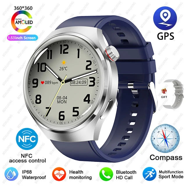 For Huawei GT4 PRO Smart Watch Men Watch 4 Pro AMOLED HD Screen Bluetooth Call GPS NFC Heart rate waterproof SmartWatch 2024 New