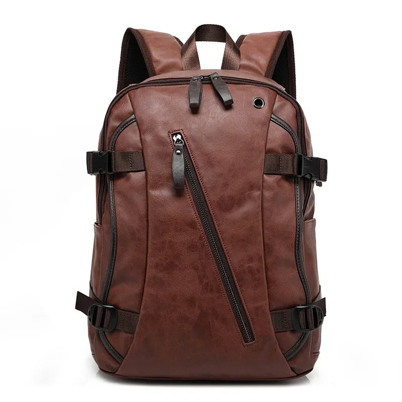 Tilorraine new vintage men backpack fashion style PU leather school student bags computer bag pocket notebook travel backpacks