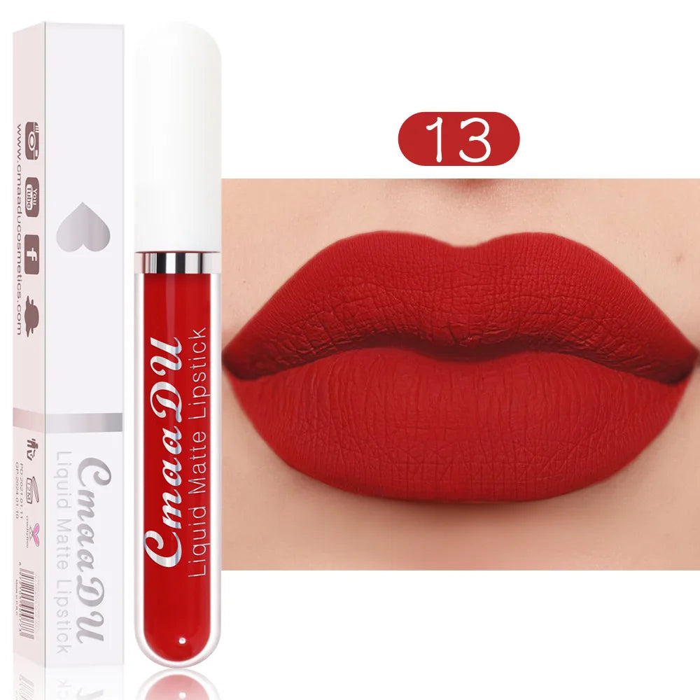 Cmaadu 18 Colors Waterproof Liquid Lipsticks Lip Makeup Matte Velvet Lipstick Lip Gloss Cosmetic Nude Long Lasting Cosmestics