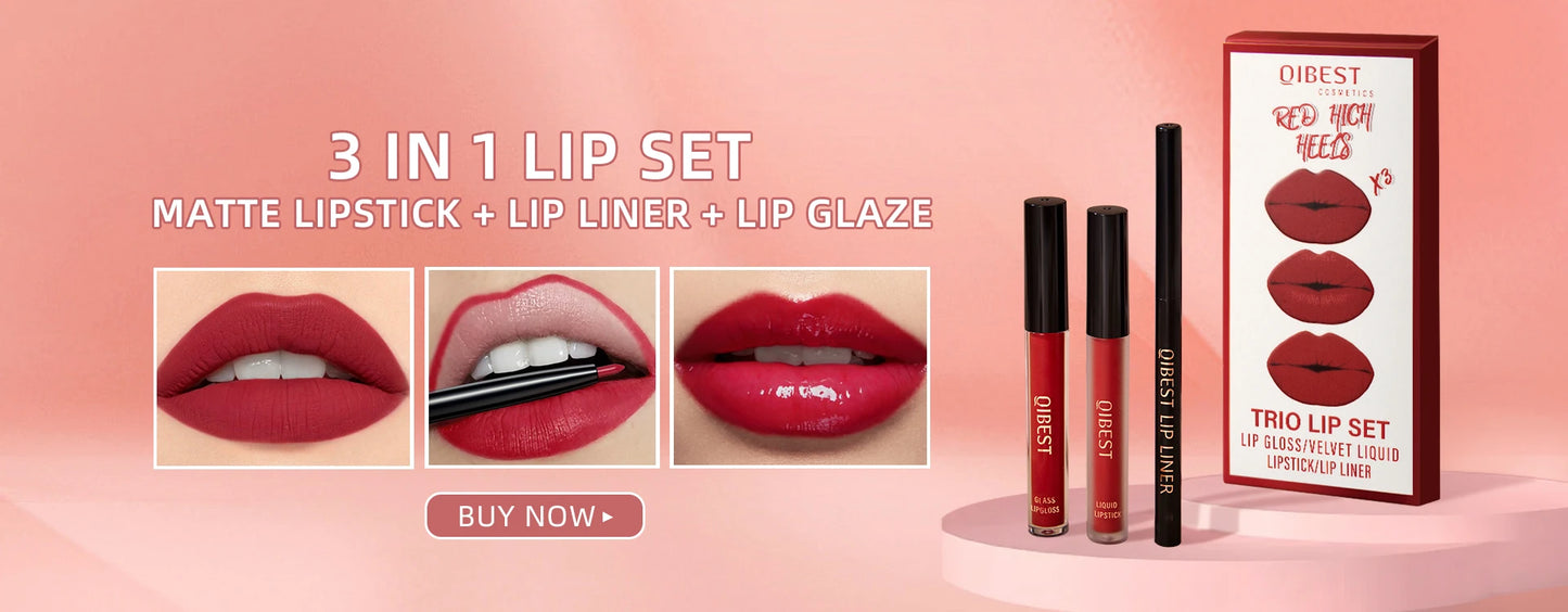 QIBEST Liquid Lipstick Waterproof Velvet Nude Matte Sexy Red Lip Gloss Long Lasting Nonstick Lip Stain Makeup 24 Colors Hots