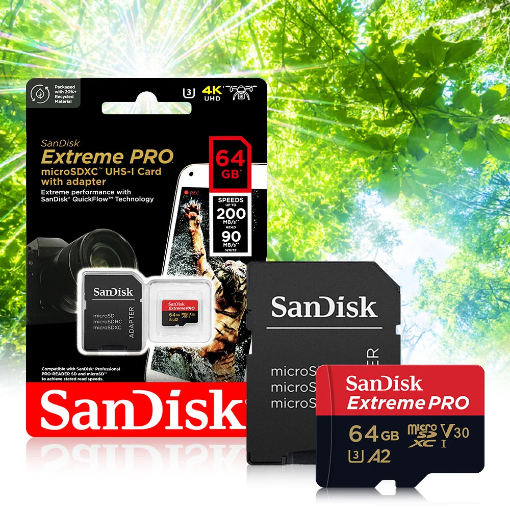 SanDisk Extreme Pro Flash 128GB Card Micro SD Card SDXC UHS-I 400GB 256GB 64GB U3 V30 TF Card Memory Card Adapter for Camera DJI