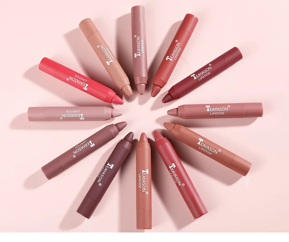 Nude Lipliner Pencil 12 Colors Lip Makeup Lipstick Pen Waterproof Long Lasting Non-stick Cup Matte Nude Brown Lipliner Cosmetics