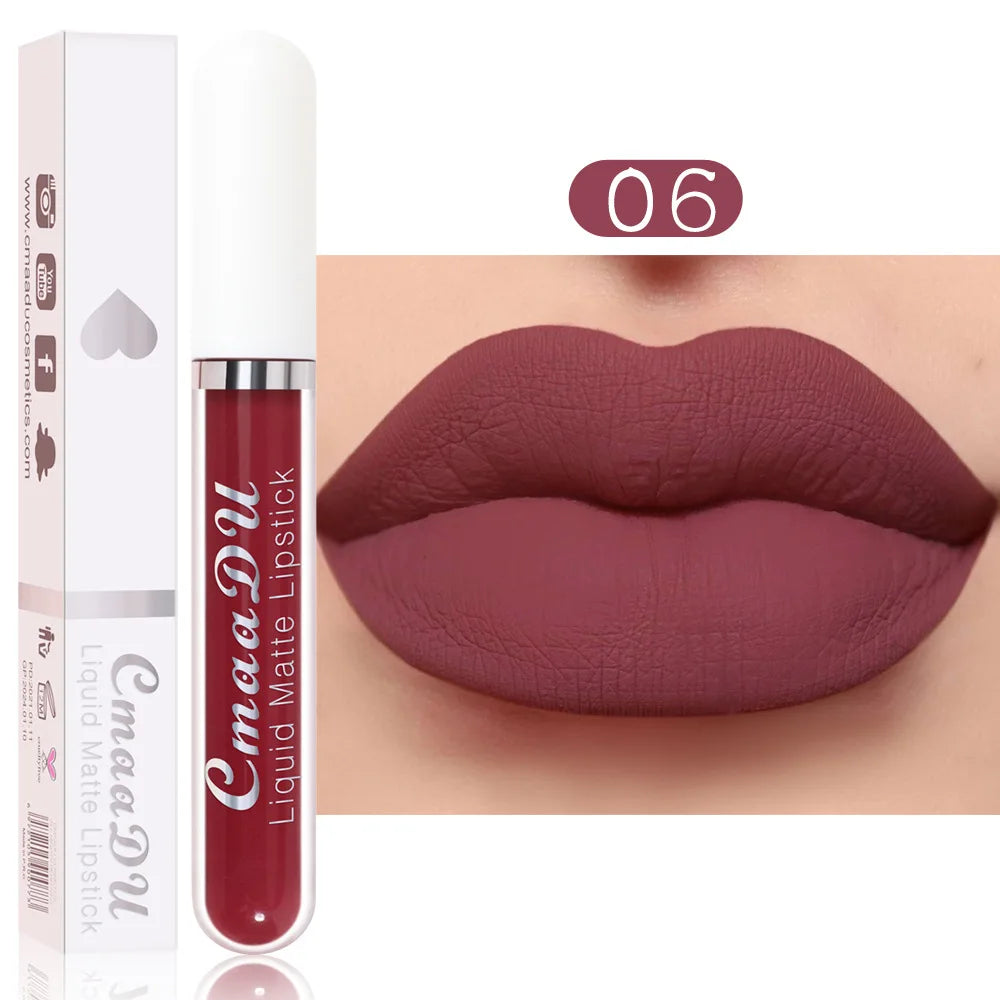 Cmaadu 18 Colors Waterproof Liquid Lipsticks Lip Makeup Matte Velvet Lipstick Lip Gloss Cosmetic Nude Long Lasting Cosmestics