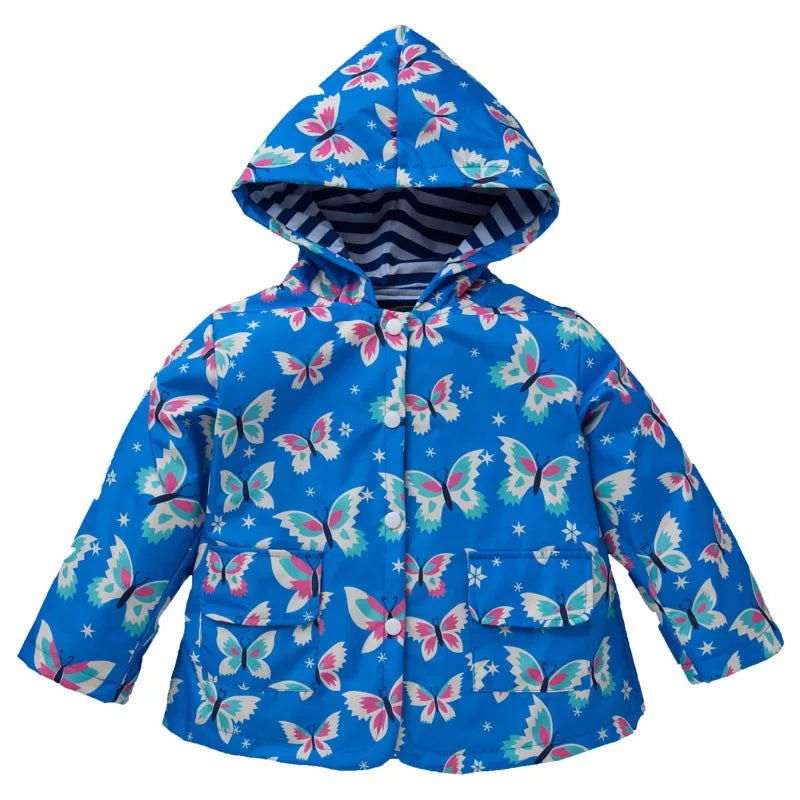 Baby Kids Waterproof Jacket Children Clothes Spring Casual Baby Girls Windcoat Long Sleeve Jacket Flower Print Kids Hoodie Wear