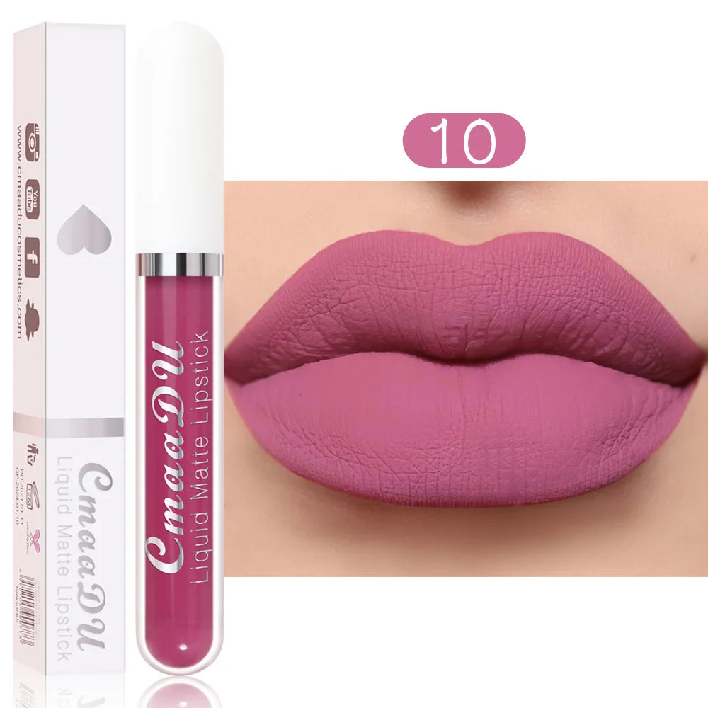 Cmaadu 18 Colors Waterproof Liquid Lipsticks Lip Makeup Matte Velvet Lipstick Lip Gloss Cosmetic Nude Long Lasting Cosmestics