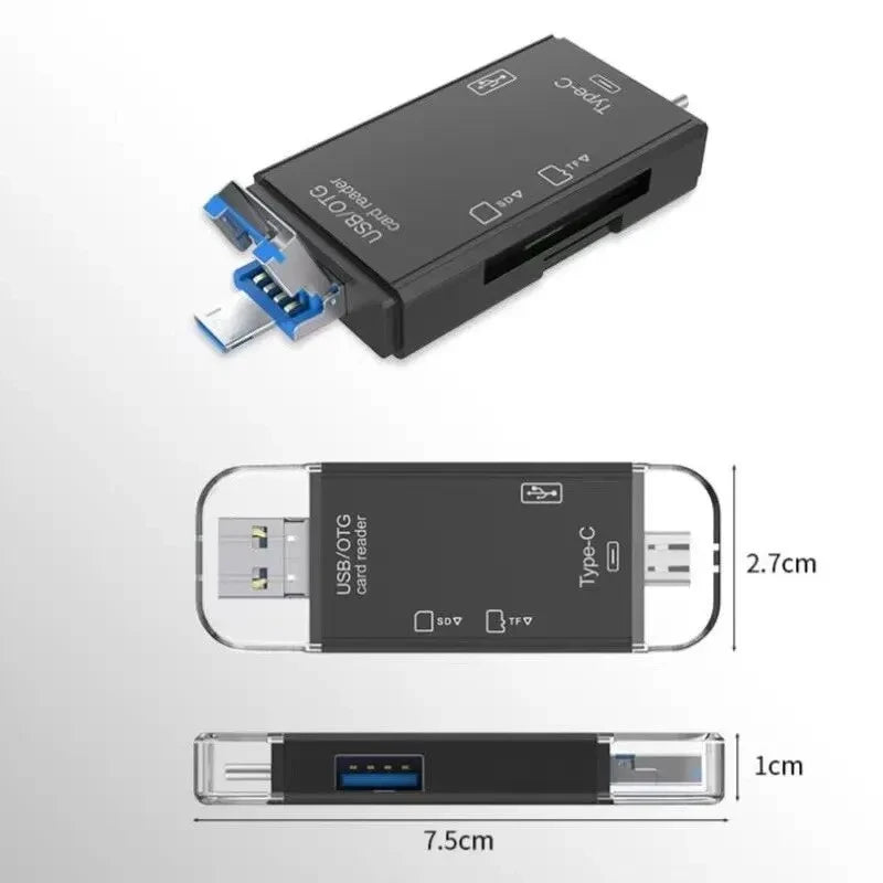 6 In 1 Multifunction Card Reader Computer Mobile OTG Converter TF SD Conversion Camera USB3.0 Typec High Speed Transfer Adapter