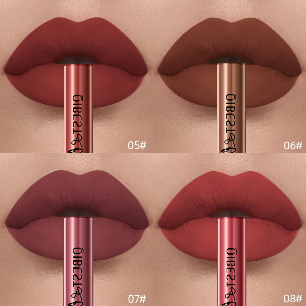 QIBEST Liquid Lipstick Waterproof Velvet Nude Matte Sexy Red Lip Gloss Long Lasting Nonstick Lip Stain Makeup 24 Colors Hots