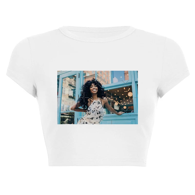 New Women Y2K Gothic Portrait Graphic Print T-Shirt Summer Fashion Harajuku Hip Hop Crop Tops Aesthetic Slim Short Sleeve TShirt