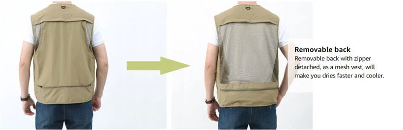 6XL Summer New Outdoor Vest Men Utility Tactical Multi-pocket Vest Techwear Outdoor Hiking Fishing Photography Safari Cargo Vest