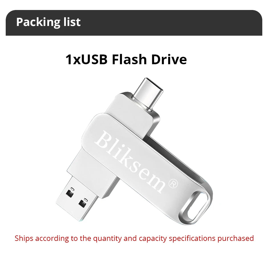 Bliksem TYPE-C Flash Drive OTG 32GB 64GB High Speed USB2.0 for Computer Cell Phone 3in1 USB Metal Mini Pen Drive 32GB USB 64GB