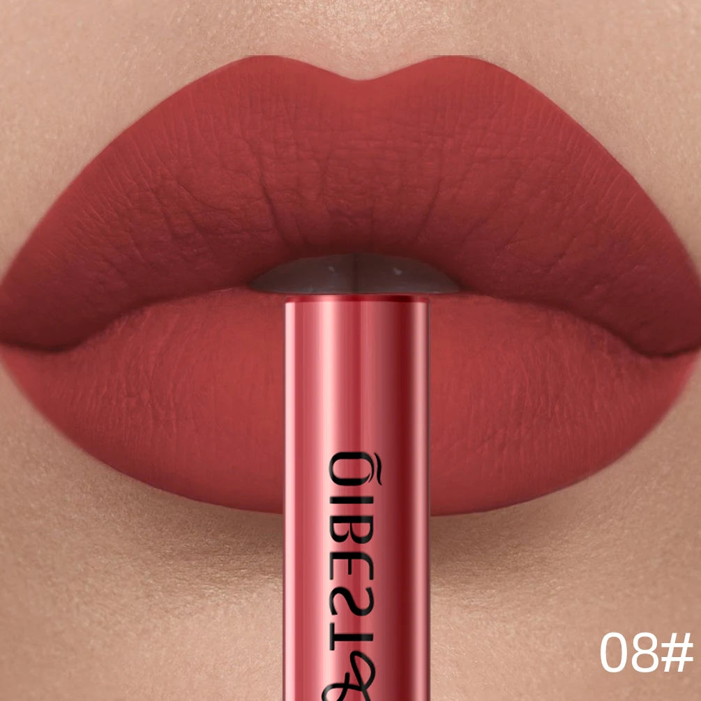 QIBEST Liquid Lipstick Waterproof Velvet Nude Matte Sexy Red Lip Gloss Long Lasting Nonstick Lip Stain Makeup 24 Colors Hots