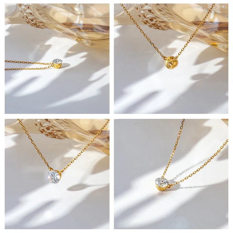 k gold Moissanite Pendant Necklace GRA Certificate for Women Wedding Bridal 100% S925 Sterling Silver Fine Jewelry diamond